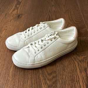 J. Crew white Saturday sneaker with tan suede detail